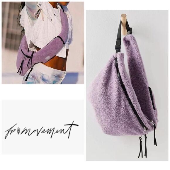 Free People Overachiever Sherpa Sling Bag - Steel Lavender Purple NWT $78 Retail - Picture 3 of 7